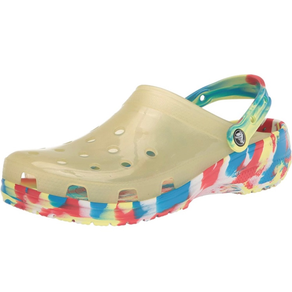🆕🐊Crocs Classic Translucent Clog, Sulphur/Multi Marbled